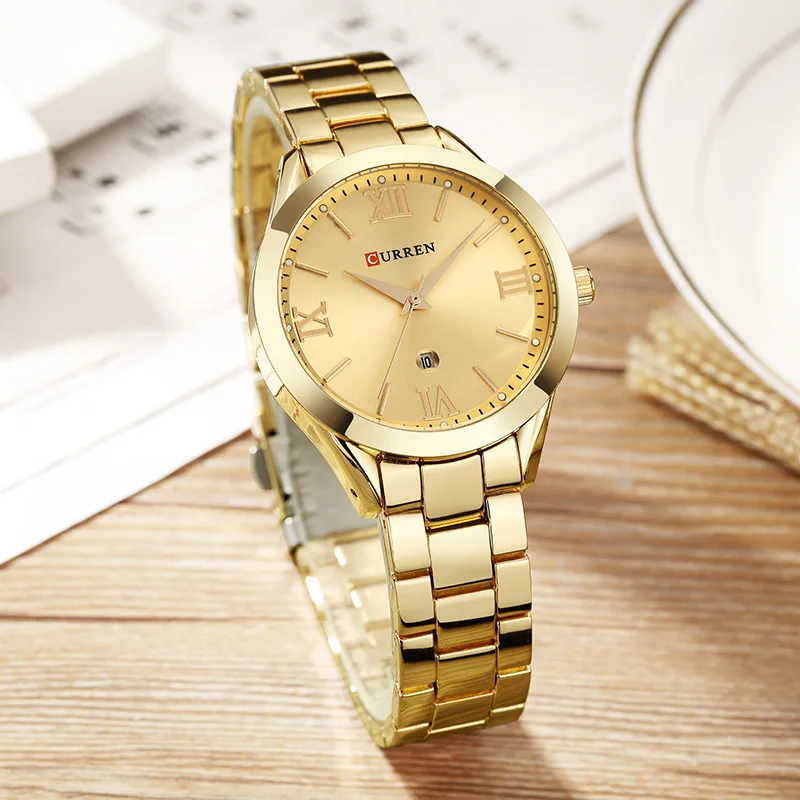 CURREN-Montre en or pour femmes, Montre-Bracelet en acier créatif pour femmes, horloge féminine, Relogio Feminino, Montre Femme