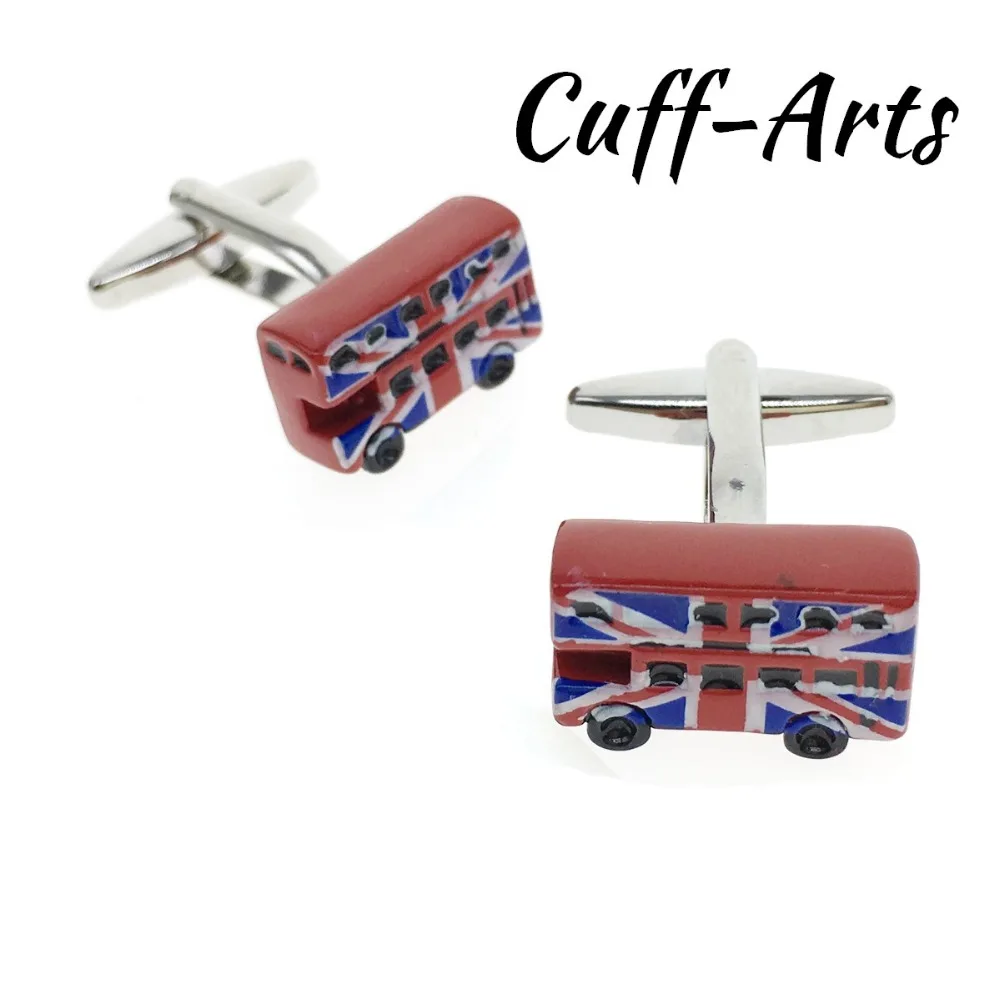 French shirt cufflink for mens  Tie Clips Double-Decker Bus Cuffs link Button male Gold High Quality Luxury Wedding  C20035