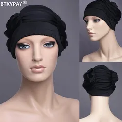 Cuffie da nuoto per la protezione dell'orecchio dei capelli lunghi di professione delle donne, cappello da spiaggia per la piscina sportiva, cuffia da nuoto con pieghe elastiche alte per ragazze adolescenti