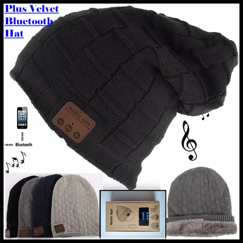 

100p!Wireless Bluetooth V4.2 Beanie Knitted Plus Velvet Winter Hat Earphone Speaker Mic Hand-free Music Mp3 Magic Smart Cap