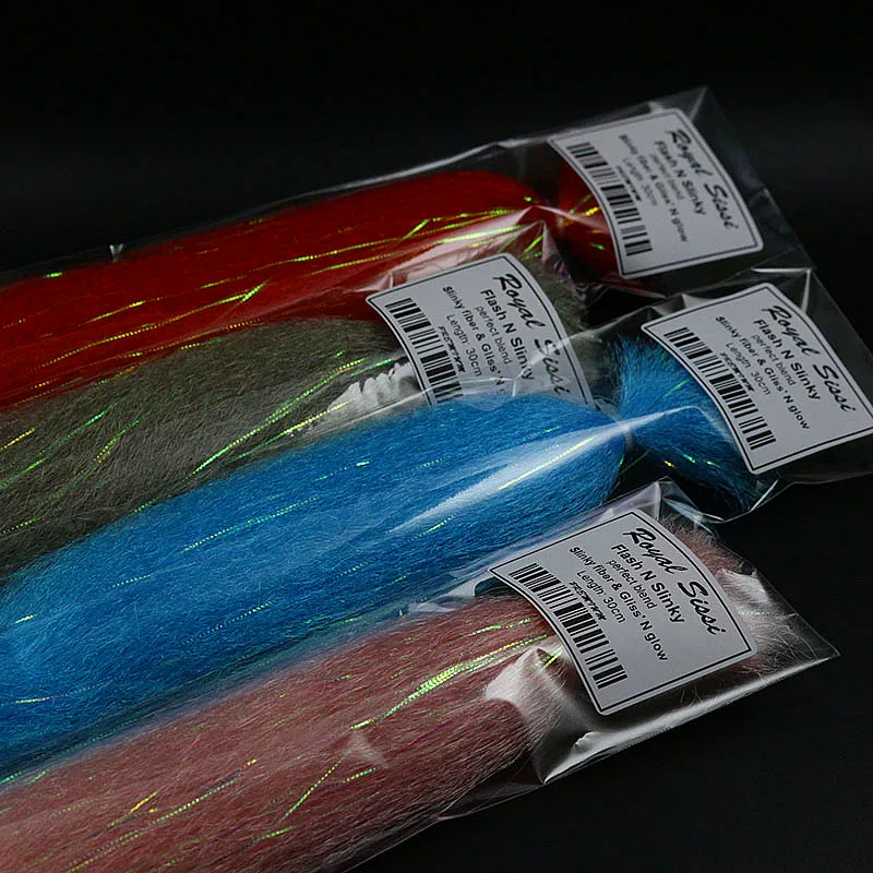 Royal Sissi 8colors Flash N Slinky fiber long shimmer synthetic hair fuzzy fiber saltwater streamer baitfish fly tying materials