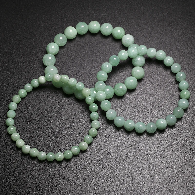 Personalized  3A 100% Natural Burmese Green Jade Round  Beads Bracelets