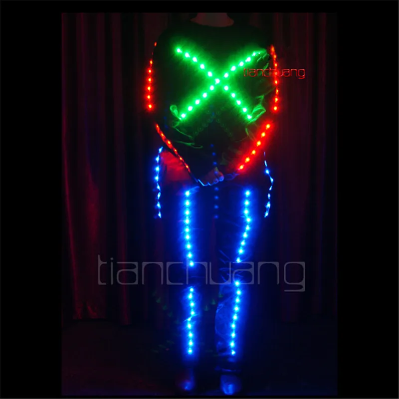 TC-80 LED colorful lighting Full color robot LED costumes party disco wear ballroom program design dancing luminous light cloth