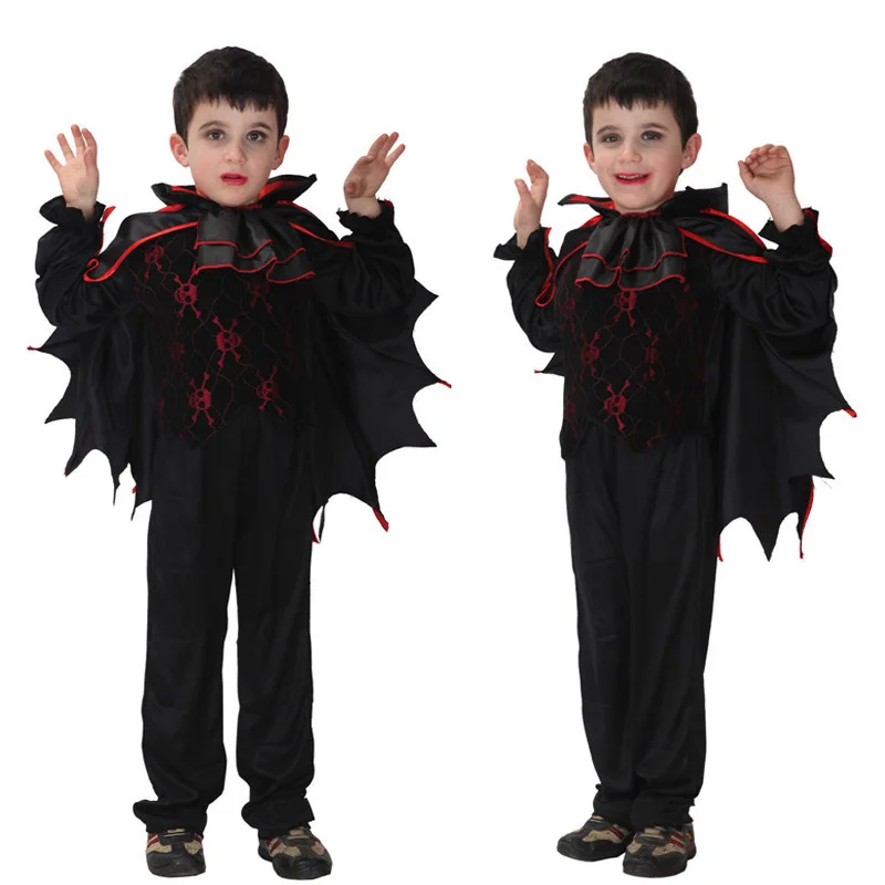 Children Devil Prince Bat Vampire Costume Halloween Carnival Christmas Masquerade Fancy Dress Kids Boy Knight Cosplay Clothes