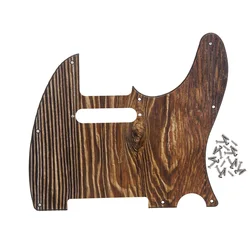 FLEOR Wood Color Guitar Pickguard 8 Hole 3Ply PVC with Screws for FD TL Style Electric Guitar Parts