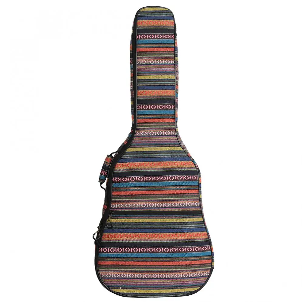 40 /41 Inch Folk Style Knitted Acoustic Guitar Case Gig Bag Double Straps Shoulder Bag Pad Cotton Thickening Soft Cover Backpack