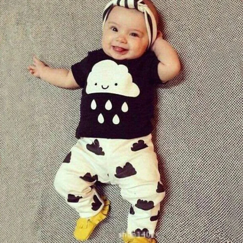 

Hot sale baby clothes sets cotton European and American short-sleeved T-shirt + pants suit 0-2 years baby boy / girl clothes