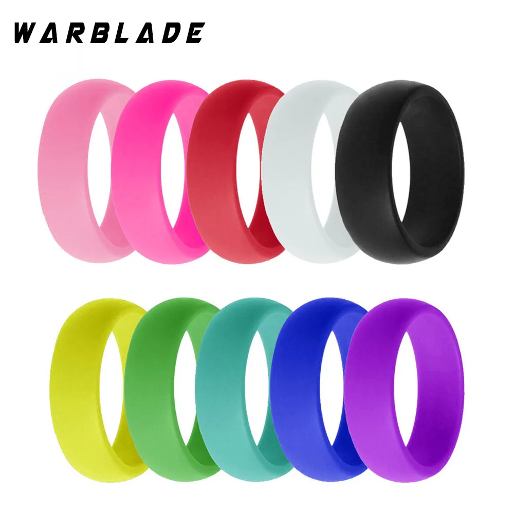 6-12 Size Food Grade FDA Silicone Ring Hypoallergenic Crossfit Flexible Rubber Finger Rings For Women Wedding Gift 10pcs/Set