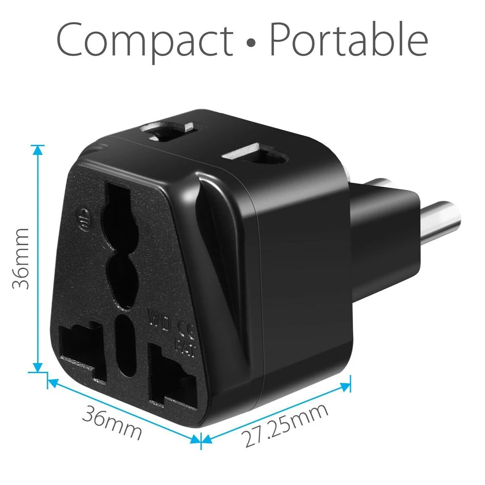 Universal Copper 2 in 1 Swiss CN HK EU US UK AU to Italy Travel Wall Converter Adapter Plug Type L 10A 250V White Black