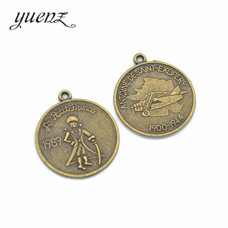 YuenZ 5 pcs Antique Silver color Charms Metal Pilot commemorative coin Charm Round Pendant Necklace Jewelry Making 30*27mm J343