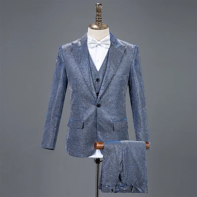 

100%real mens stars glitter blend jacket, vest and pants full set/ tuxedo suit /event/evening/stage performance