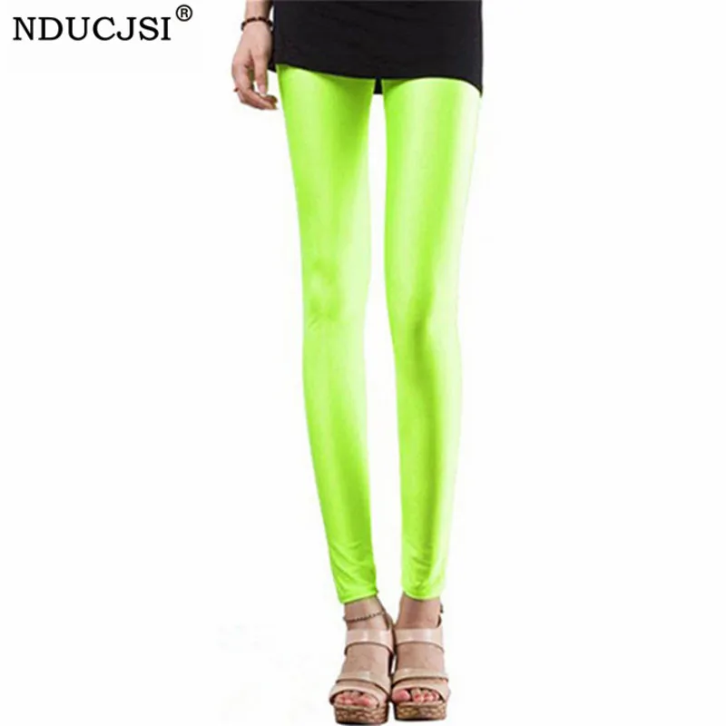 NDUCJSI Neon Leggings High Elastic Skinny Pants Thin Legins Workout Slim Pants Casual Spandex Legging Sexy Solid Candy Jeggings