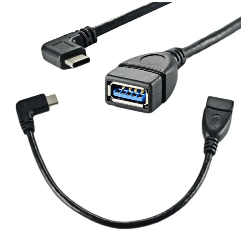USB3.1 Type-C male to USB3.0 Type-A female 90 Degree Right Angled USB-C crooked short data OTG cable bent converter 20cm