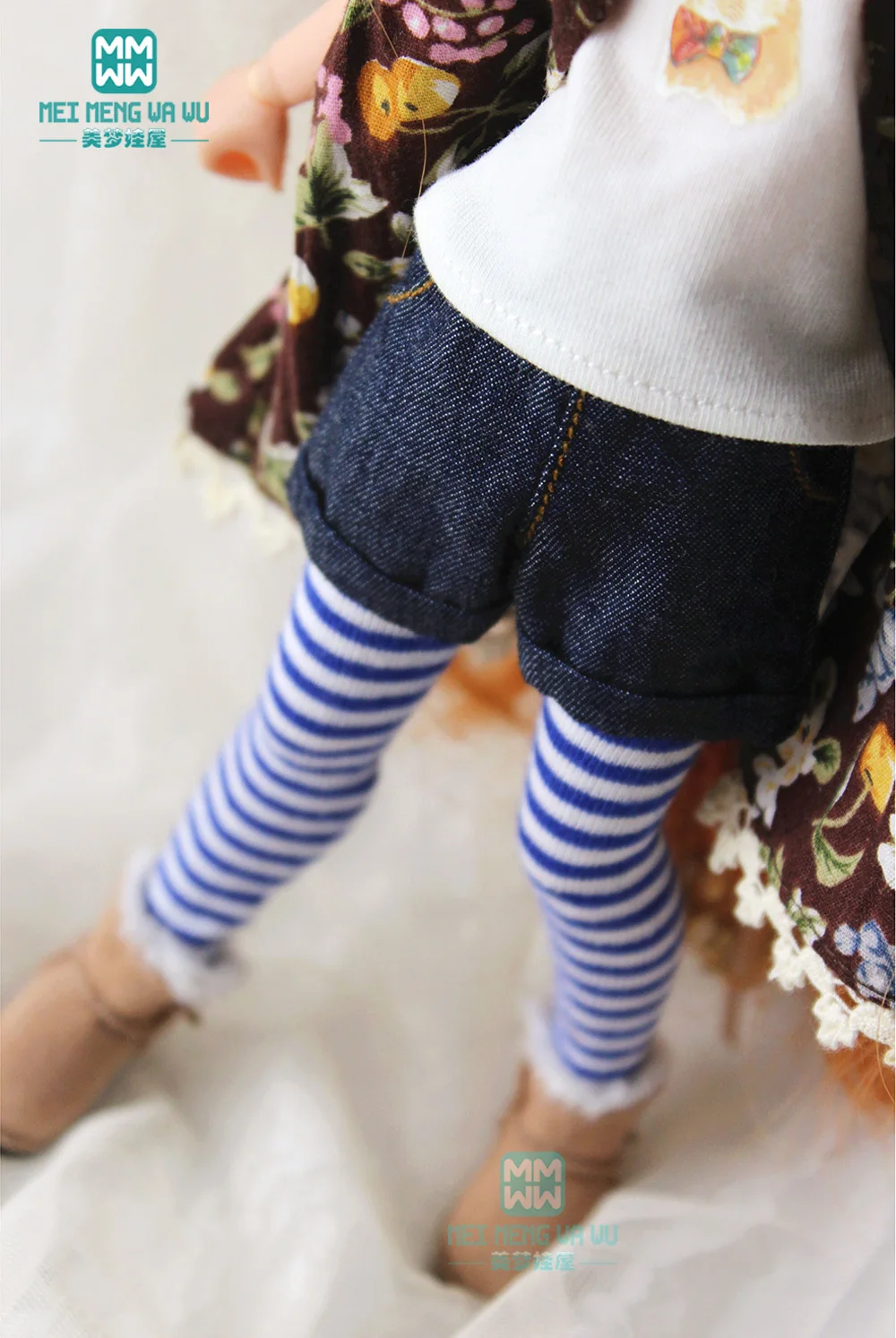 Clothes for doll fit Blyth azone OB24 OB22 doll  accessroies fashion plaid cuffed shorts, T-shirt, leggings