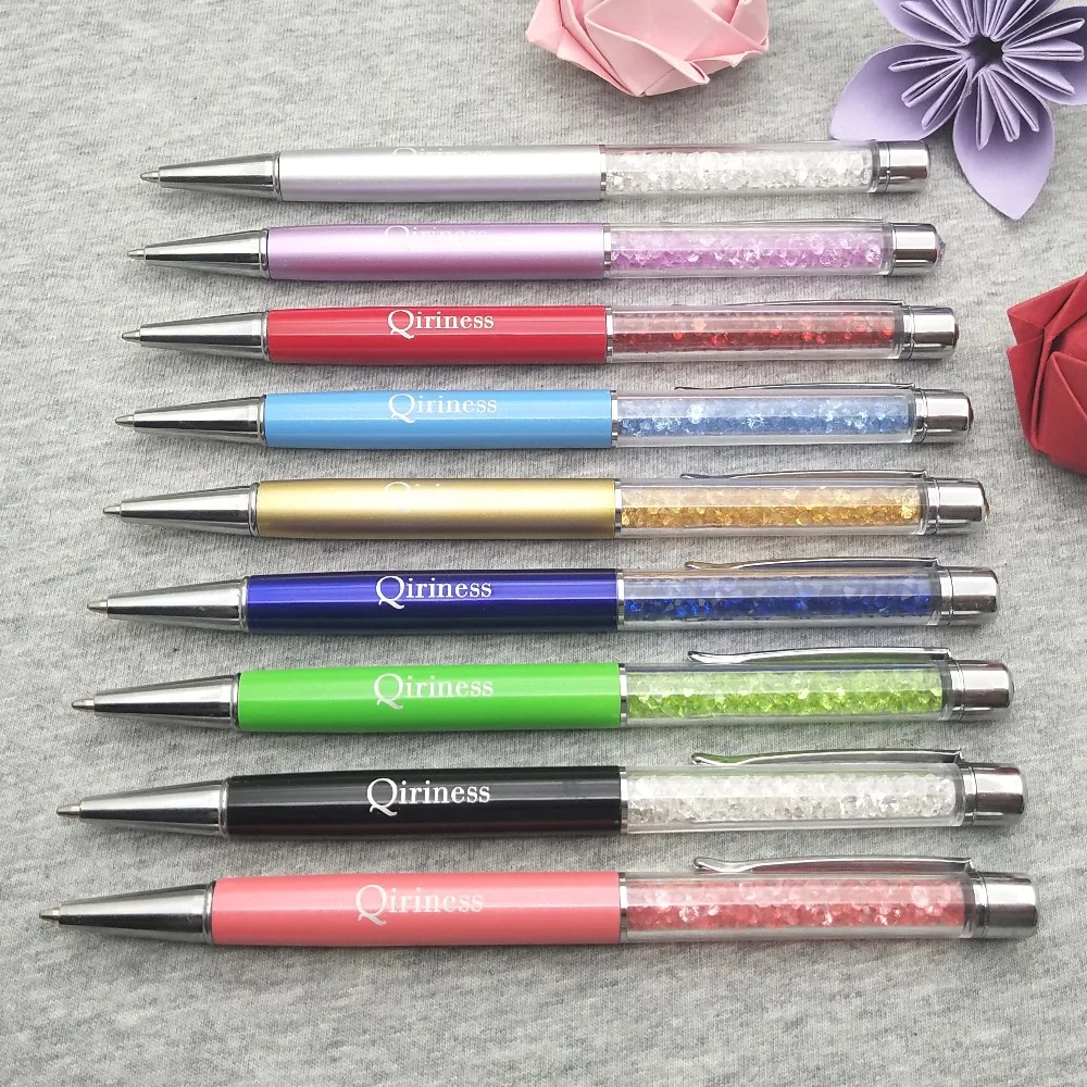 

New Fashion Pencils Crystal Diamonds Pen Custom Printed With Your Wedding Date and Name Japan Style Gift