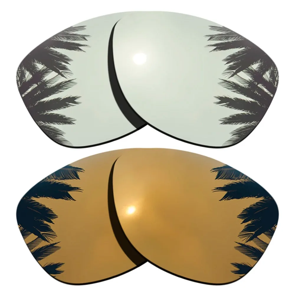 

(Silver+Bronze Gold Mirrored Coating) 2-Pairs Polarized Replacement Lenses for Frogskins Frame 100% UVA & UVB Protection