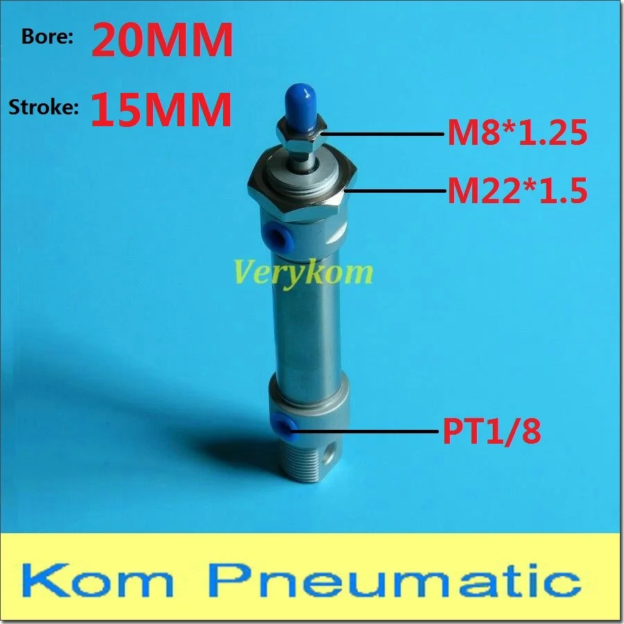 Pneumatic Stainless Steel Air Mini Cylinder Piston Bore 20MM Stroke 15MM Double Acting Magnet Buffer MA 20-15 20X15 -S Airtac