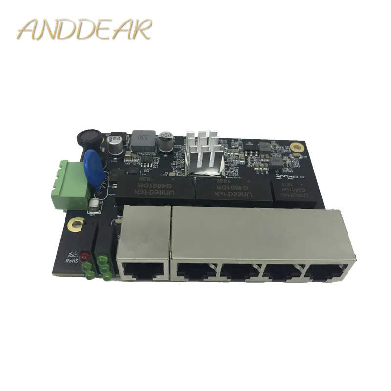 Ethernet Switch Modul 5 Port Unmanaged10/100/1000 Mbps Industri Pcba Dewan OEM Auto-Sensing Port Pcba papan OEM Papan Utama