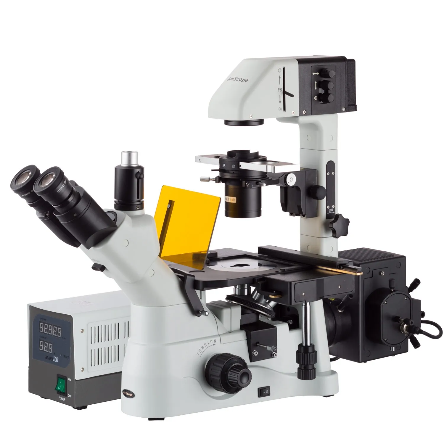 AmScope 40X-1500X Phase Contrast Fluorescence Inverted Microscope IN480TC-FL