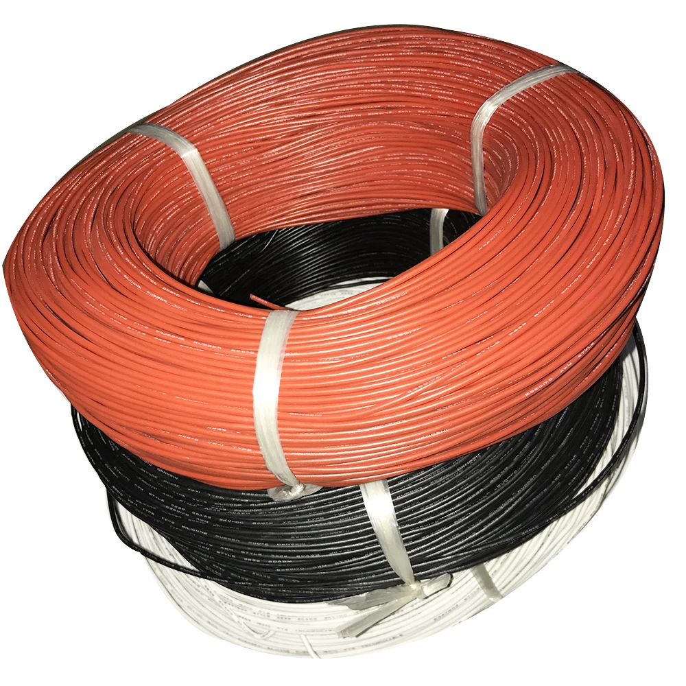 Stranded Wire 20 AWG UL3239 Flexible Silicone Wire Insulated Tinned Copper 3000 V Black White Red Tinned Koper Cord