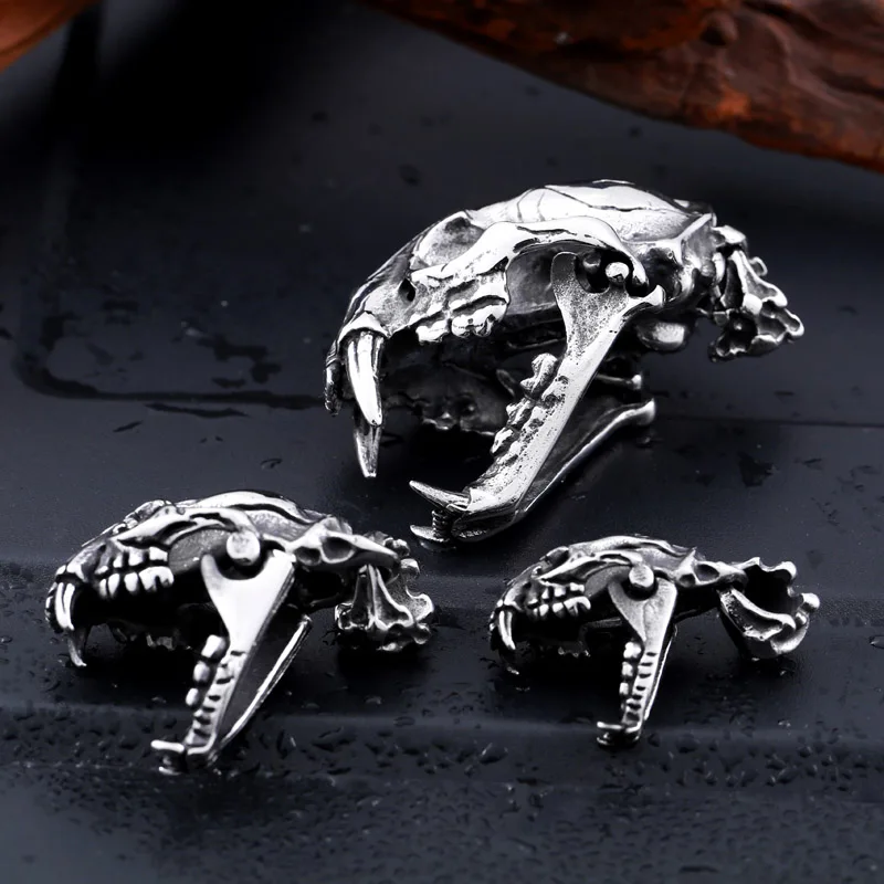 BEIER New 3D Machairodus Smilodon Dinosaur Head Pendants Stainless Steel Cool Fashion Unique Pedant High Quality BP8-096