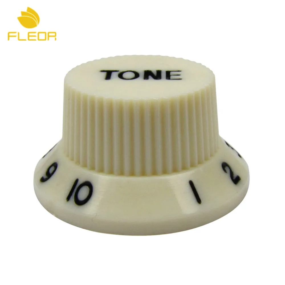 FLEOR 12PCS/8T4V ST Electric Guitar Volume Tone Speed Control Knobs Buttons Beige for ST Style Guitar