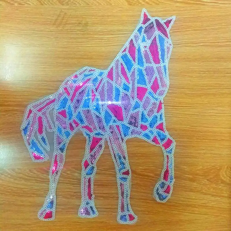 Pulaqi Cloth Sequins Patches For Clothing Unicorn Patch Sew on Patches For Clothes Sequin Applique Stripes On Clothes DIY H