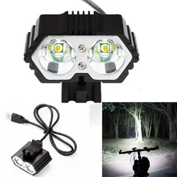 Bicycle Headlight 6000LM 2*XM-L T6 LED USB Waterproof Lamp Bike Light Front Cycling Flashlight Lamp Luz Delantera Bicicleta