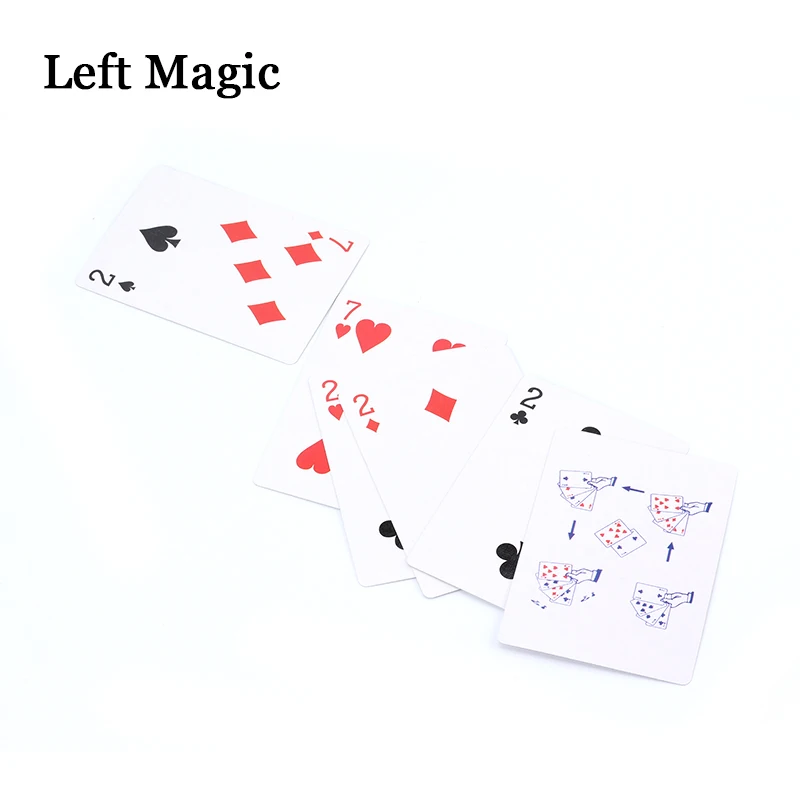 4 Cards 7 To 2 Transformer Magic Tricks Magic Props Close Up Street Magic Trick Playing Cards Accessories Comedy