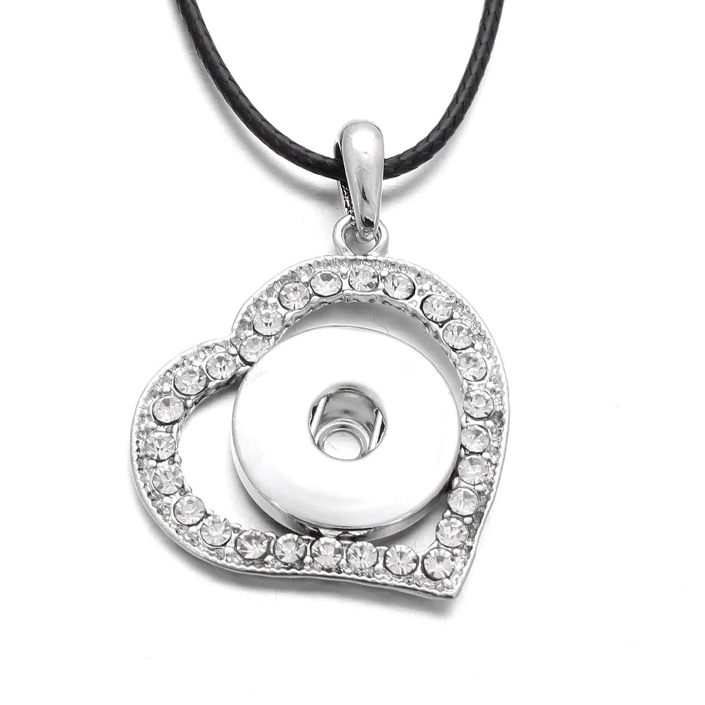 Classic Round alloy 18mm xinnver snap button crystal necklace & pendant jewelry with Bead chain woman DIY jewelry ZG041