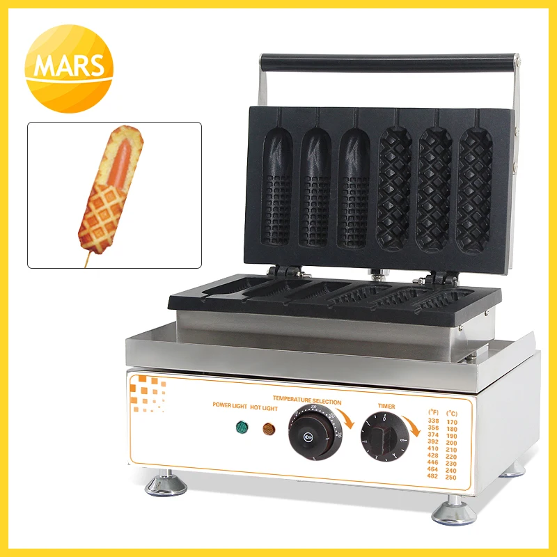 French Hot Dog Lolly Stick Waffle Maker Commercial Electric Muffin Hotdog Waffle Maker Iron Machine Baker 220V 110V