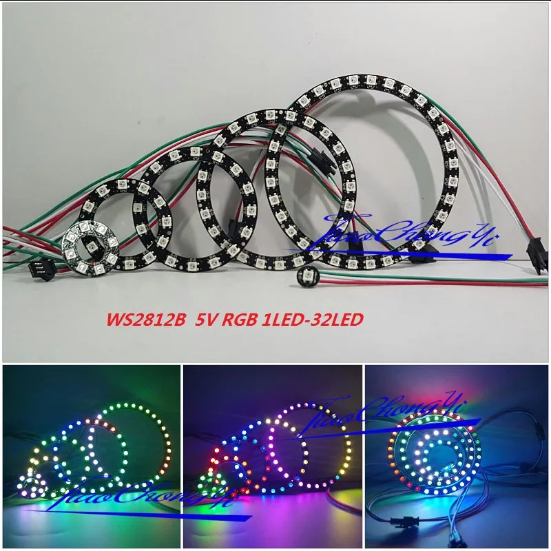 

WS2812 5050 RGB светодиодный 1 8 12 16 24 32LED Bits кольцесветильник лампа с внутренним светом