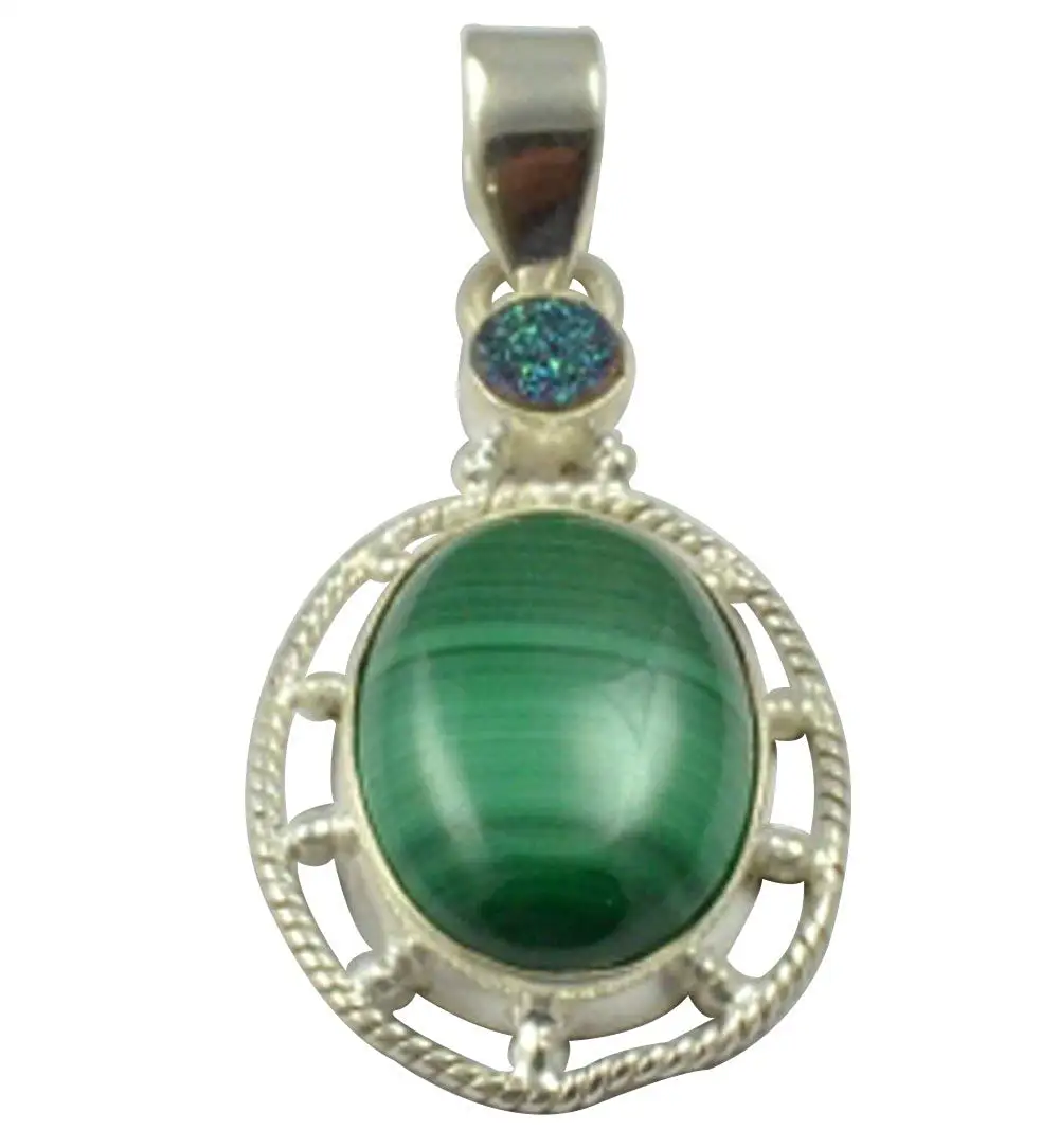 

Подвеска Nature Malachite & Druzy из стерлингового серебра 925 пробы, 42,7 мм, AP4949