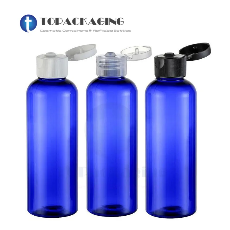 

30PCS*100ML Flip Screw Cap Bottle Blue Plastic Refillable Packing Empty Shower Gel Lotion Shampoo Cosmetic Container Essence Oil