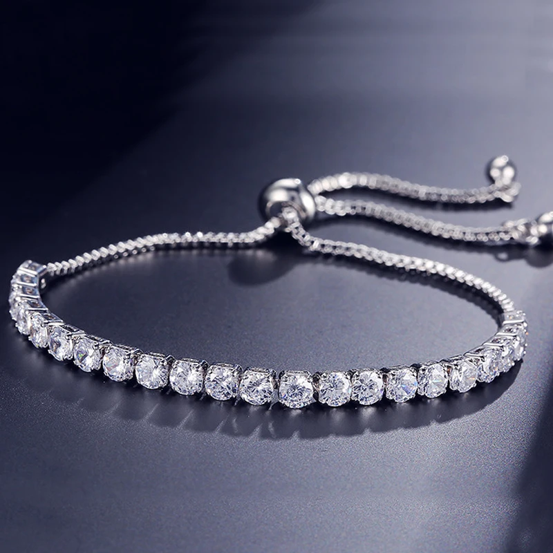 (10pcs)Charm Adjustable Stainless Steel Bracelets  Cubic Zirconia Iced Out Bracelet&Bangle for Women Wedding Party Jewelry Gift