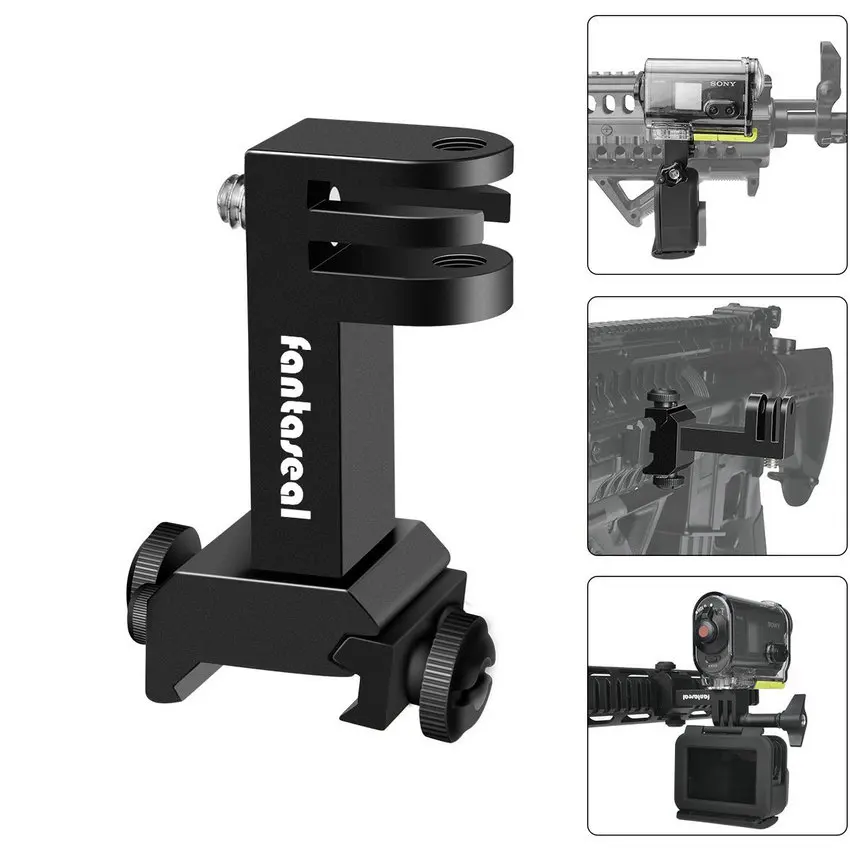 Action Camera Side Gun Mount Picatinny Rail Adapter Kit for Gopro Hero SONY FDX HDR Hunting Rifle Pistol Carbine Airsoft