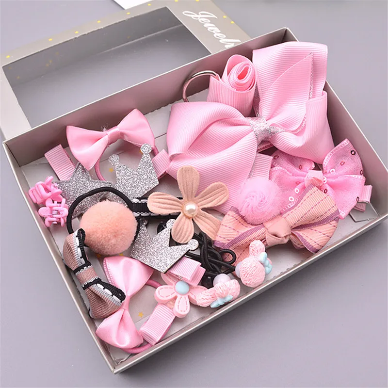 

17 PCS Baby Headdress Set Girl Headband Baby Supplies Bow Knot Hairpin Hair Accessories Hair Rope Headwear Hair Clip Crown