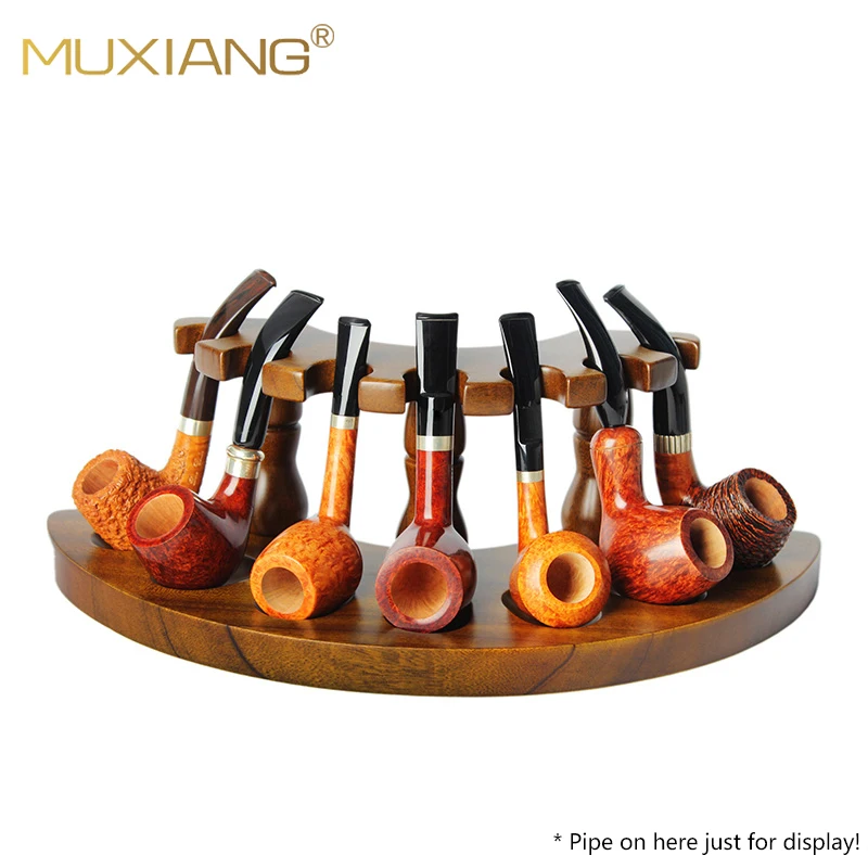 MUXIANG High Quality Walnut Wood Smoking Pipe Rack 7 Pipe Racks Handmade Dismountable High-class Tobacco Pipe Stand FA0070-1WB