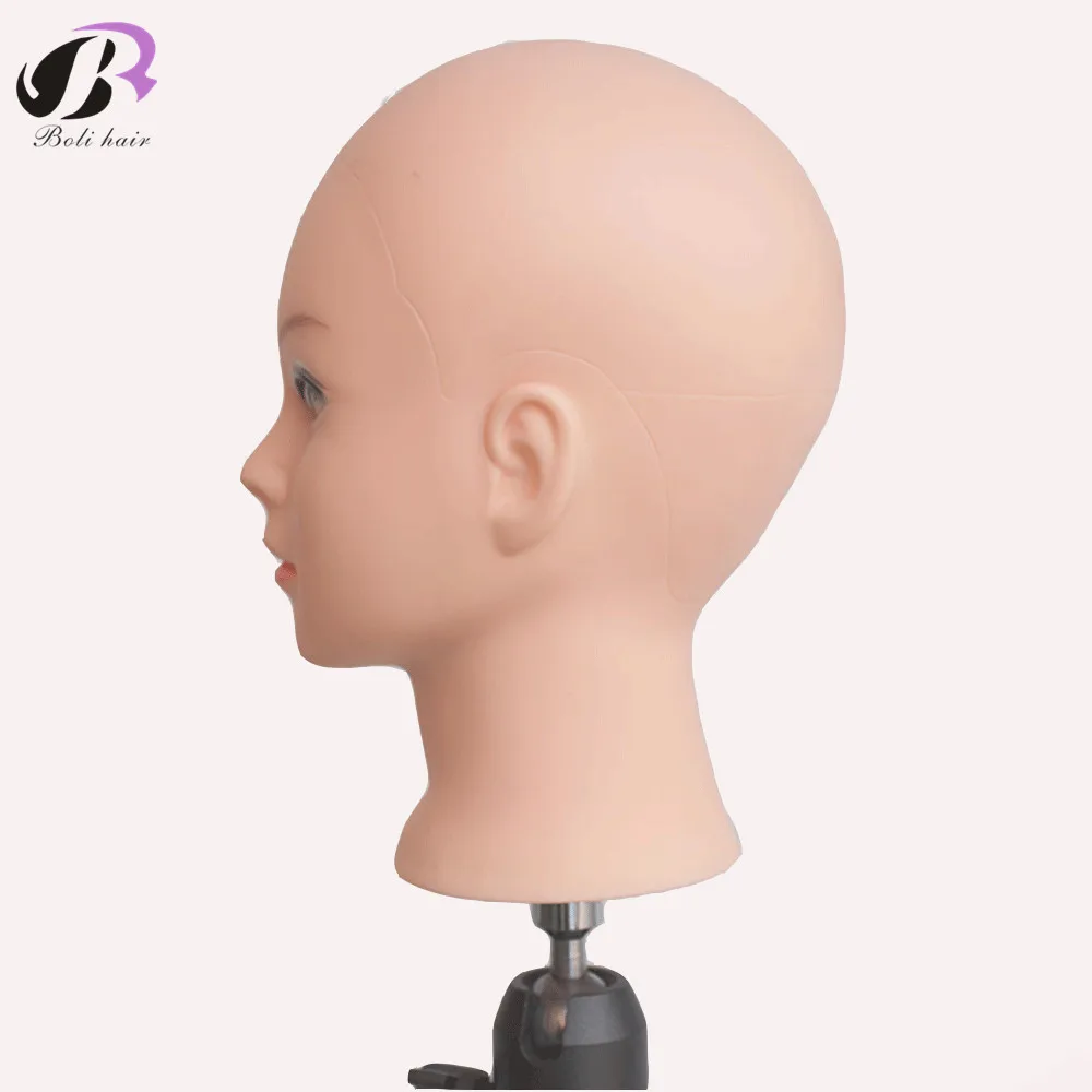 Têtes de Mannequin Chauve en PVC Souple pour Femme, Support de Perruque, Tête d'Entraînement pour la Pratique du Maquillage