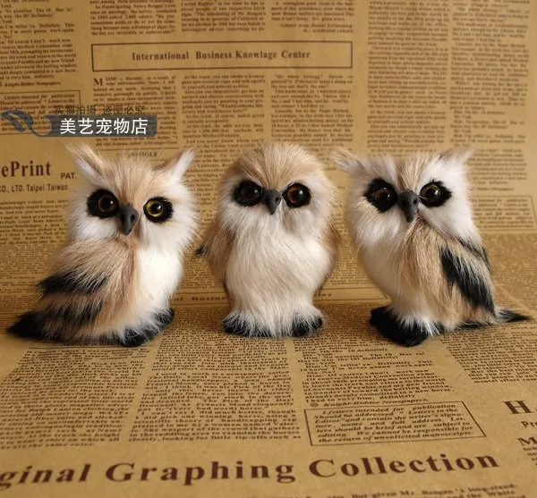 simulation owl toy model handicraft,plastic& fur mini 7x6cm night owl toy one lot / 3 pieces,home decoration toy Xmas gift w5914