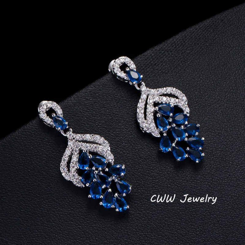 CWWZircons High Quality Micro Pave 3.5 cm Big Red AAA+ Cubic Zircon Drop Flower Shaped Earrings with CZ Stones CZ066