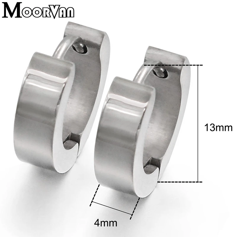Moorvan stainless steel stud earrings for women trendy punk 2016 high quality round smooth polishing jewelry men earring VE412