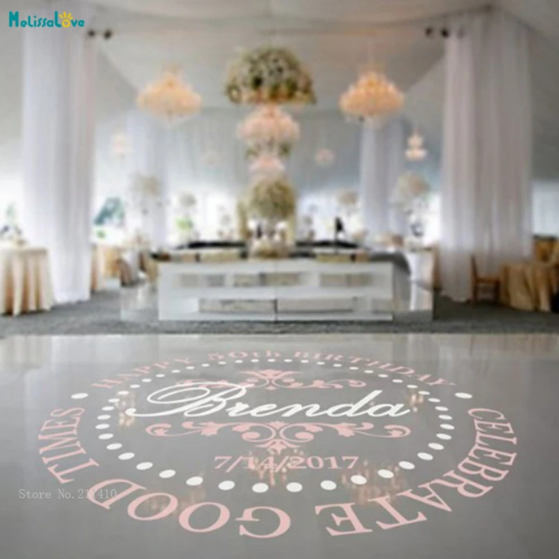 Birthday Party Dancing Floor Decal Modern Gift Decor Wedding Vinyl Sticker Personalized Name & Date Murals Removable YT1522