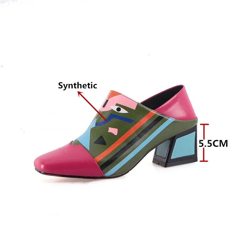 FEDONAS 2025 Fashion Prints Women Synthetic Leather High Heels Party Wedding Shoes Woman Square Toe Spring Summer Basic Pumps