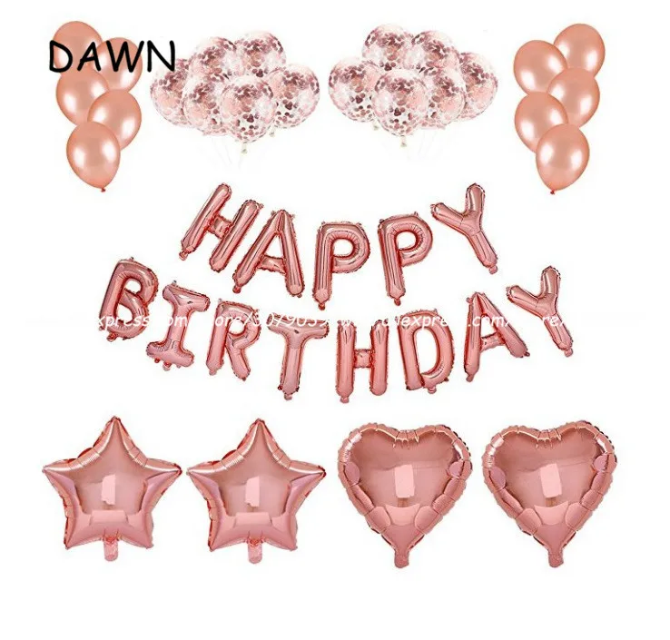 39pcs/set Birthday balloon set Rose gold balloons Birthday party ballon Birthday globes Happy birthday balloons