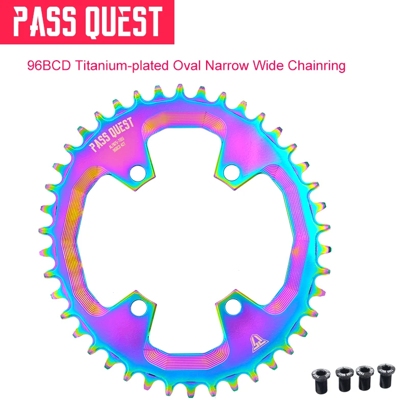 

96mm BCD OVAL Durable Titanium-Plated ChainRing 32T 34T 36T 38T 40T 42T Suit for M6000 M7000 M8000 M9000 Bicycle Chainrings