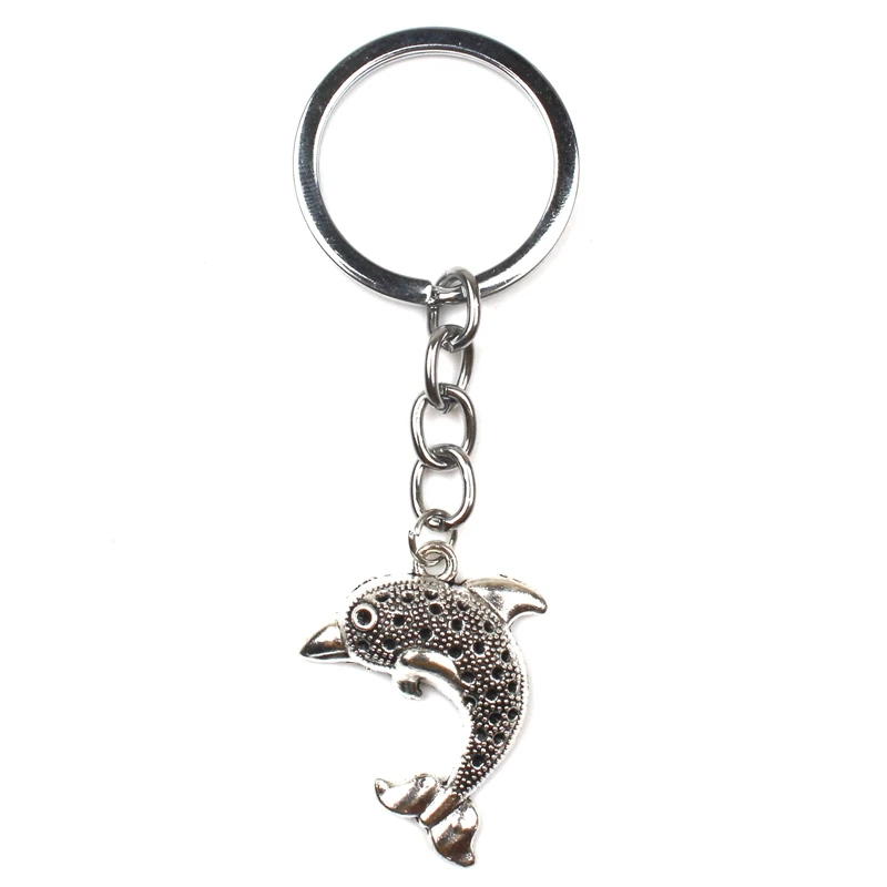 Cute Fashion Dolphin Shell Starfish Keychain Vintage Alloy Marine Animal Pendant Keyring Men Women Key Chain Party Souvenir Gift