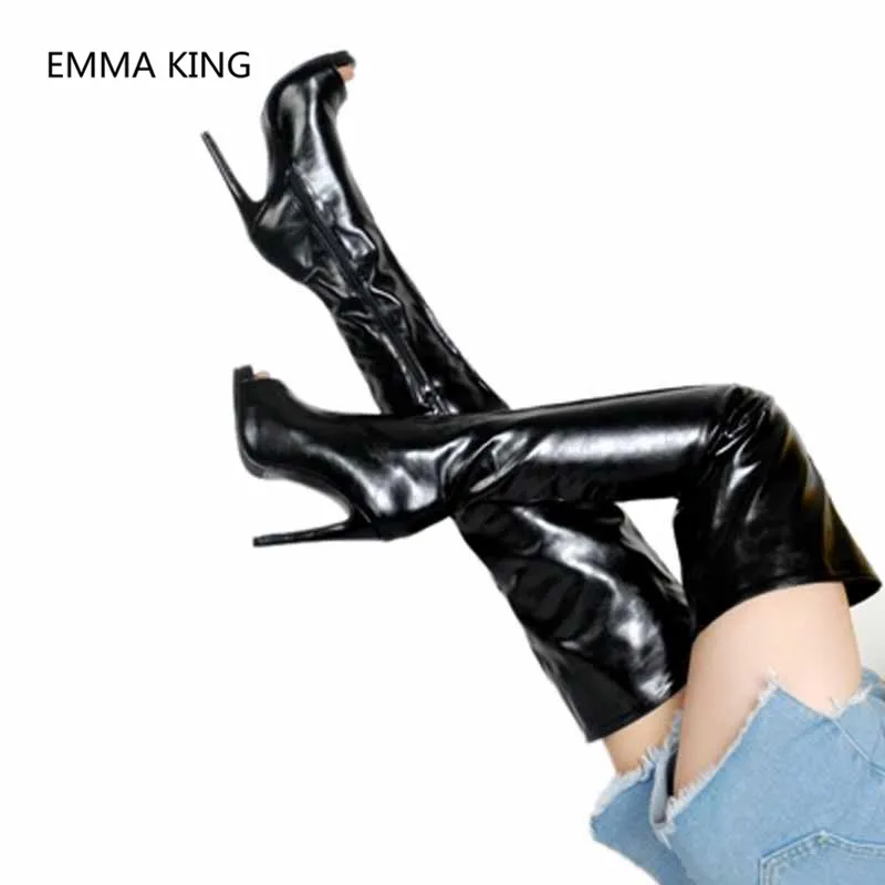EMMA KING Over The Knee Boots Black Leather 3