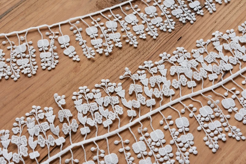 Exquisite white fringe lace accessories milk silk tassel water soluble embroidery lace trim width 7 cm