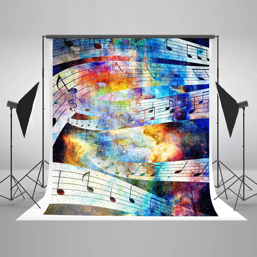 

VinylBDS Art Photography Backdrops Children Music Backgrounds For Photo Studio Microfiber Musical Note Photography Background